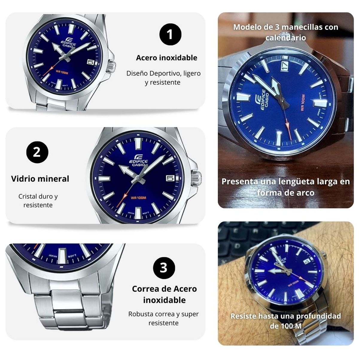 CASIO - Reloj Casio Edifice EFV-100D-2A Diseño Elegante y Deportivo