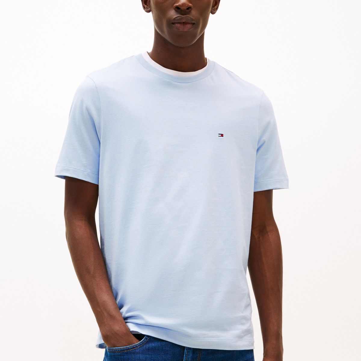 TOMMY HILFIGER - Camiseta celeste de cuello redondo Tommy Hilfiger