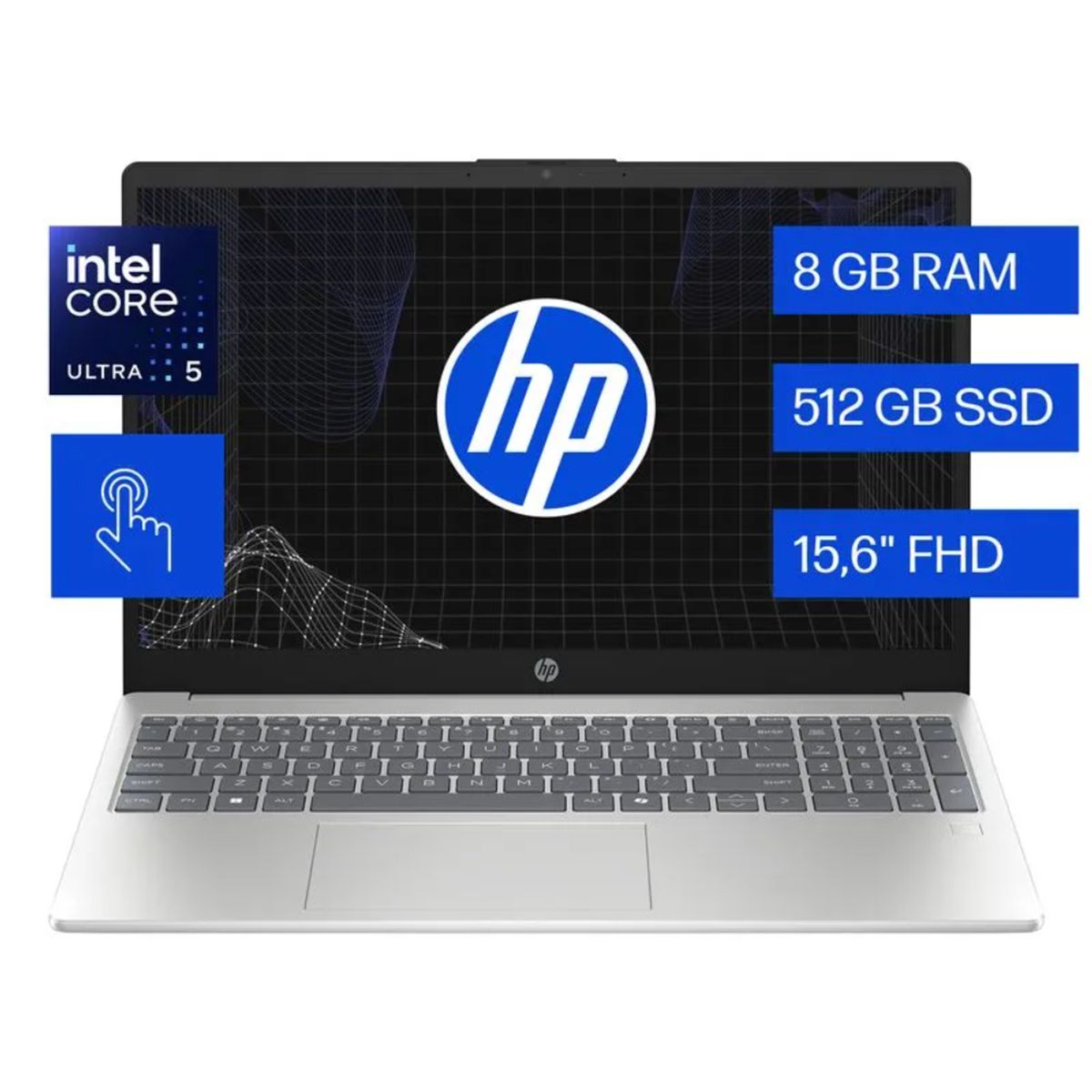 HP - Laptop HP 15-fd1254la, Intel Core Ultra 5, 8 GB RAM, 512 GB SSD, 15.6" Táctil FHD, Windows 11 Home