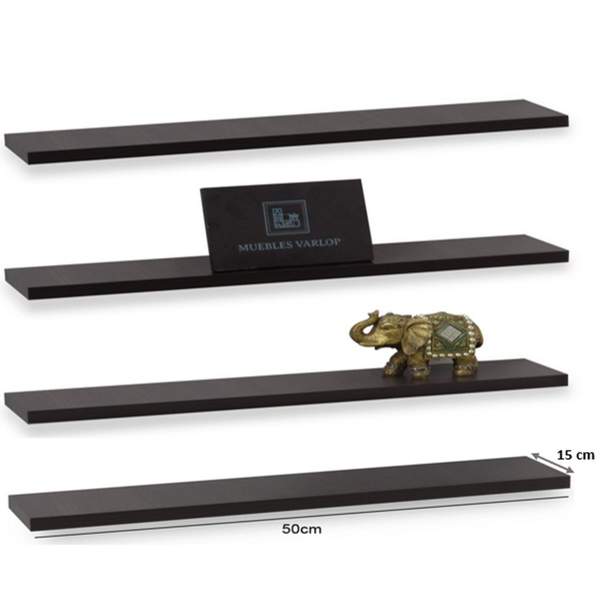 GENERICO - Repisas Flotantes Modernas 50 Cm X 15 Cm Set X 4 Decoracion Color Wengue