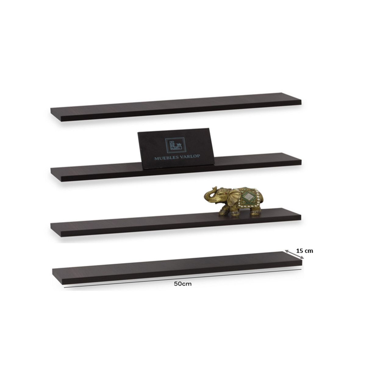 GENERICO - Repisas Flotantes Modernas 50 Cm X 15 Cm Set X 4 Decoracion Color Wengue