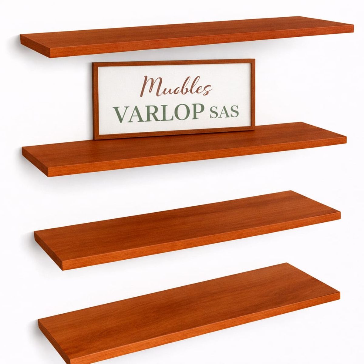 GENERICO - Repisas Flotantes Modernas 50 Cm X 15 Cm Set X 4 Decoracion Color Cedro