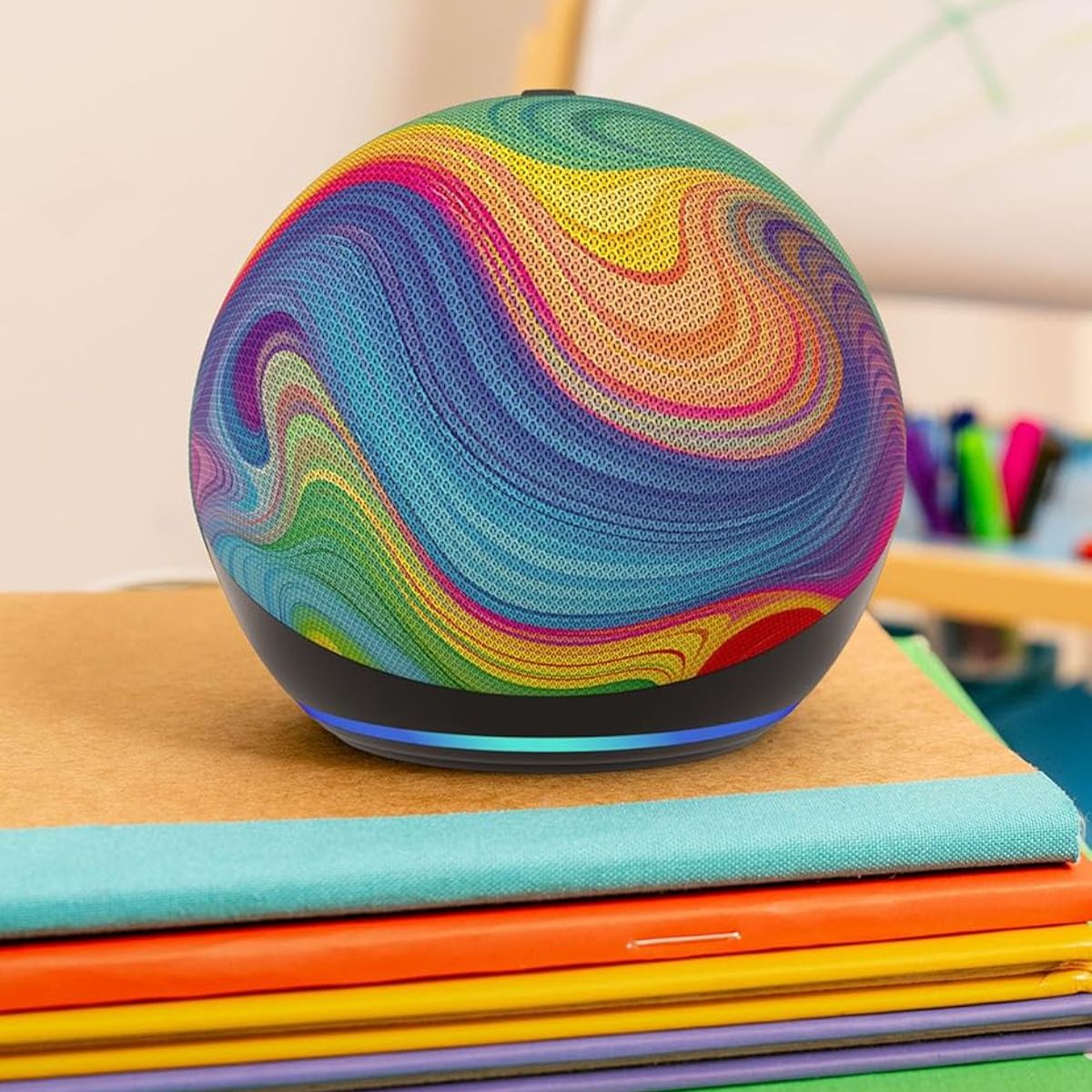AMAZON - Echo Dot Kids 5ª generación  Diseñado para niños cuenta con control parental  Stardust  Rainbow Swirl