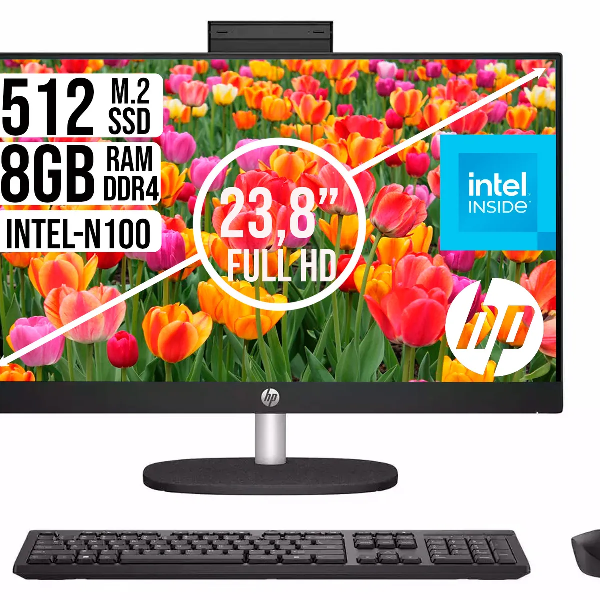 HP - TODO EN UNO HP INTEL CORE N100 SSD 512GB RAM 8GB  IPS 23.8 FHD