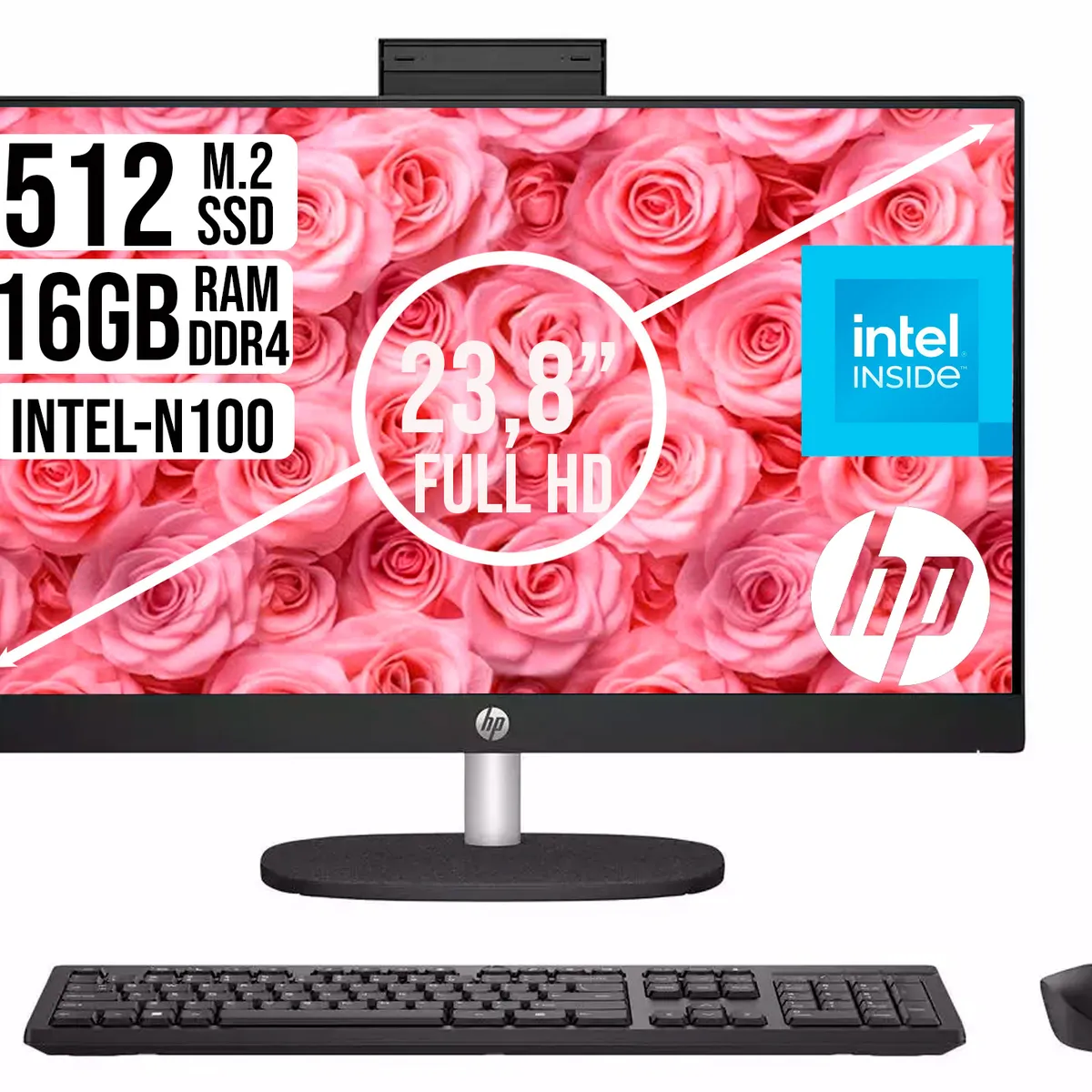 HP - TODO EN UNO HP INTEL CORE N100 SSD 512GB RAM 16GB  IPS 23.8 FHD