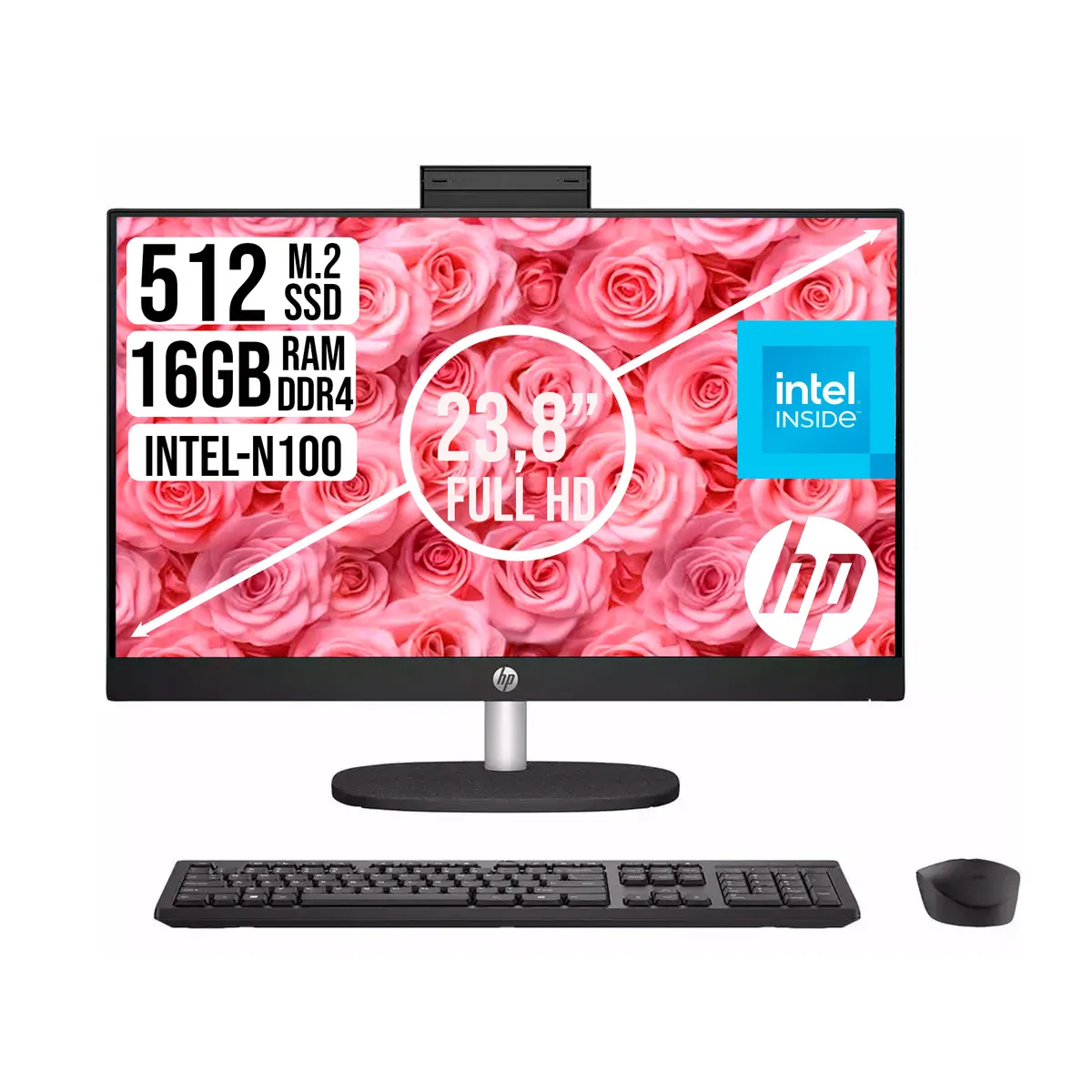 HP - TODO EN UNO HP INTEL CORE N100 SSD 512GB RAM 16GB  IPS 23.8 FHD
