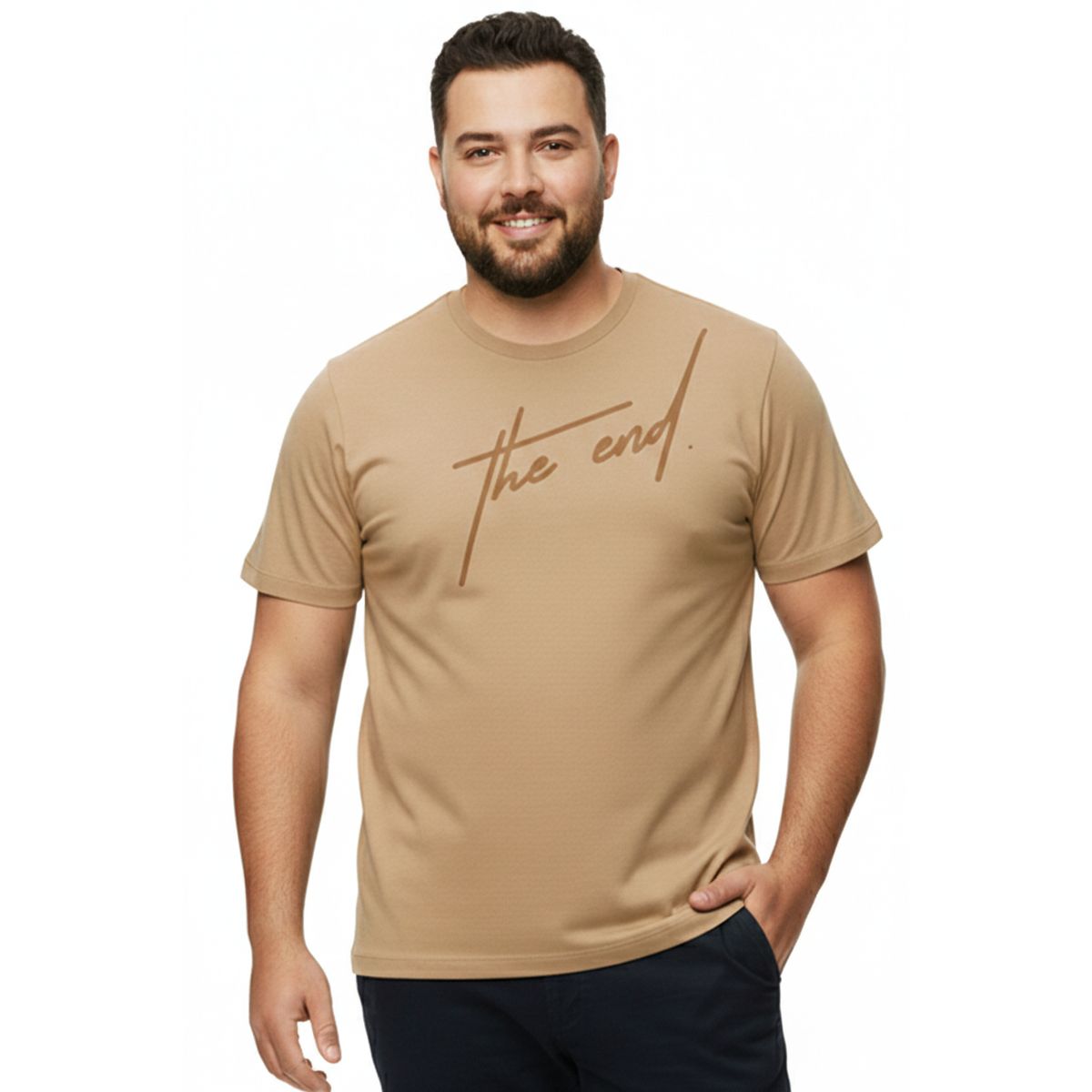 BOCARED - END (CAMISETA MANGA CORTA CUELLO REDONDO PARA HOMBRE ALGODÓN EN COLOR  BEIGE )