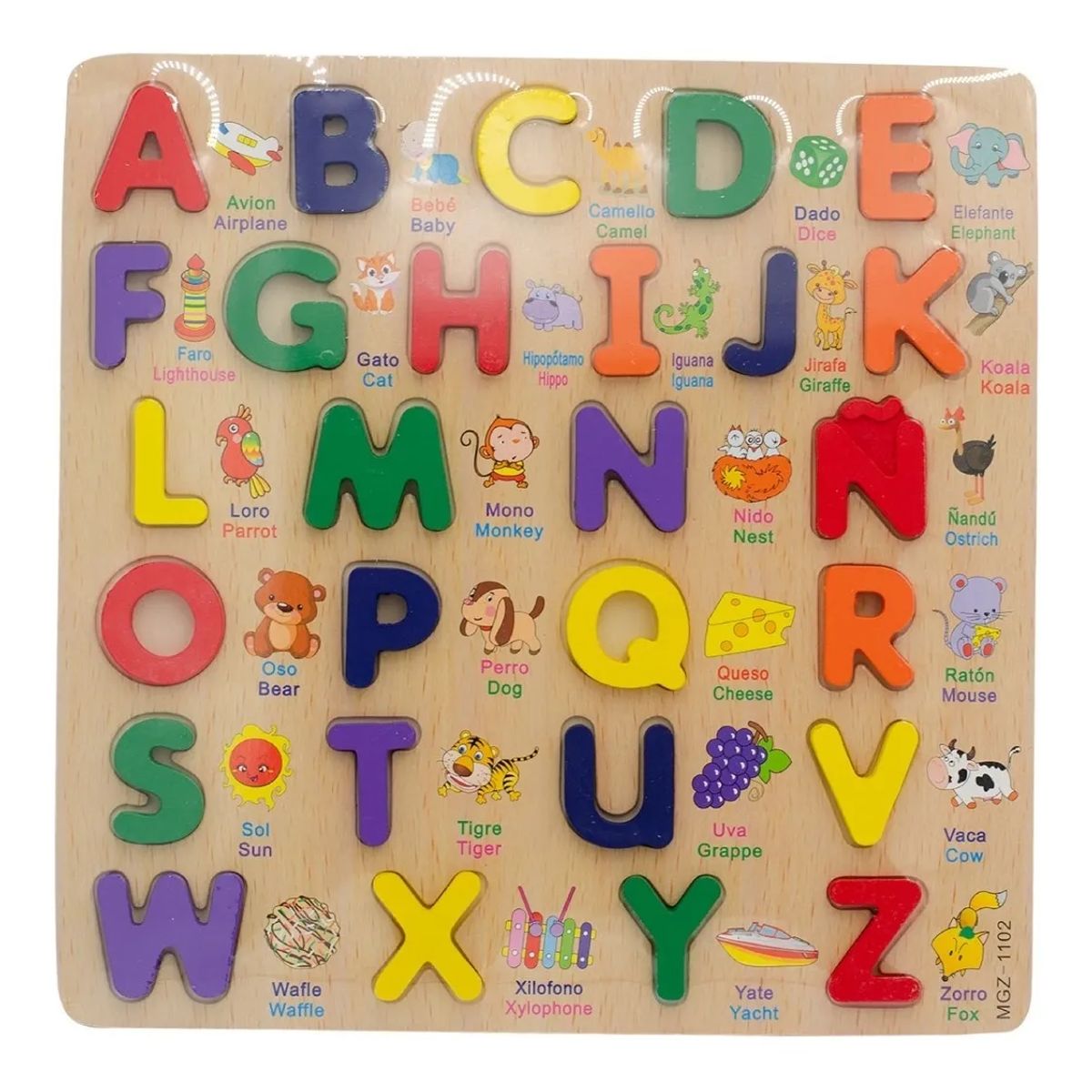 JUGANDO Y EDUCANDO - Rompecabezas Abecedario Encajable De Madera En Español Niños