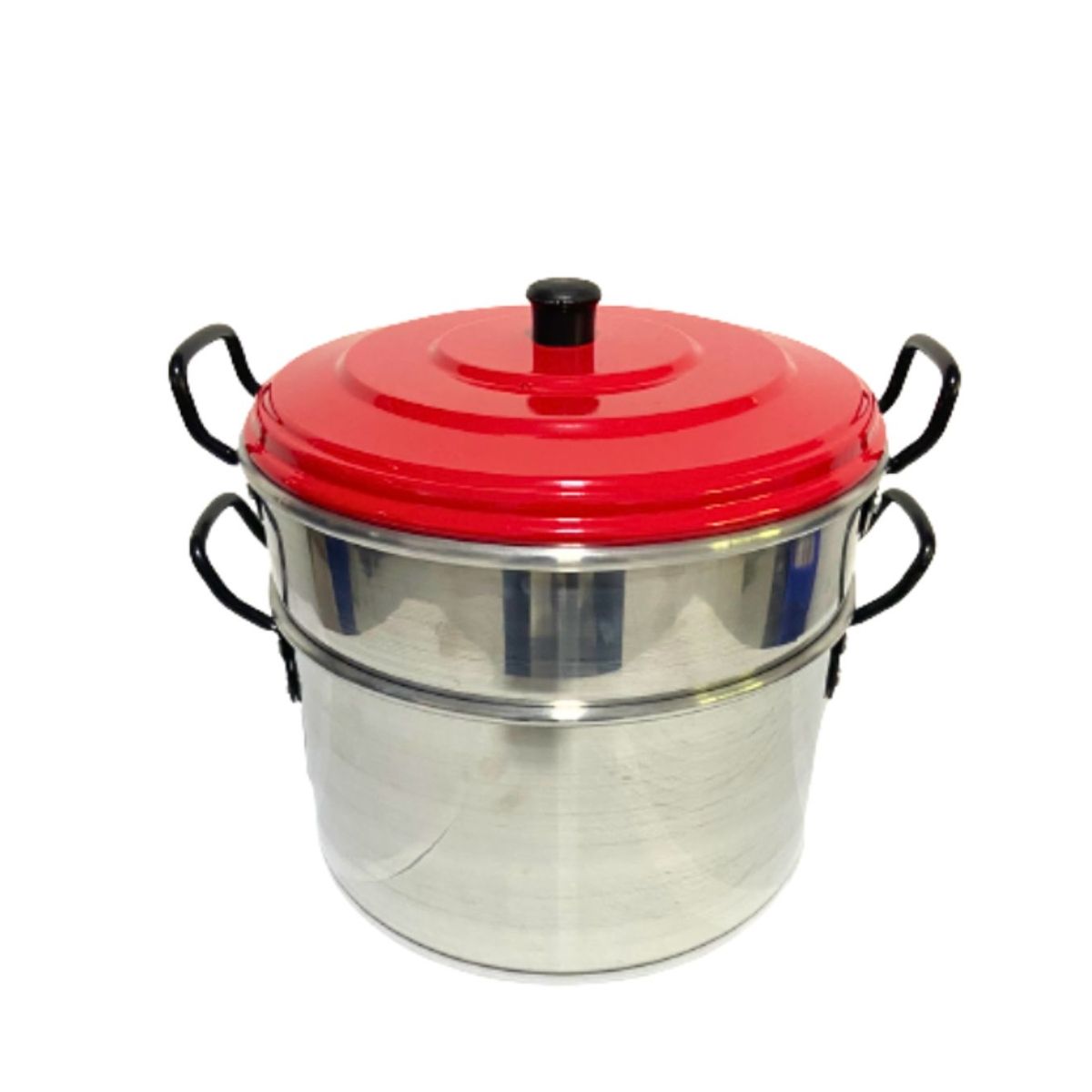 GENERICO - OLLA BAÑO MARIA DOS EN UNO - MULTIUSOS CON OREJAS - TAPA COLOR ROJO