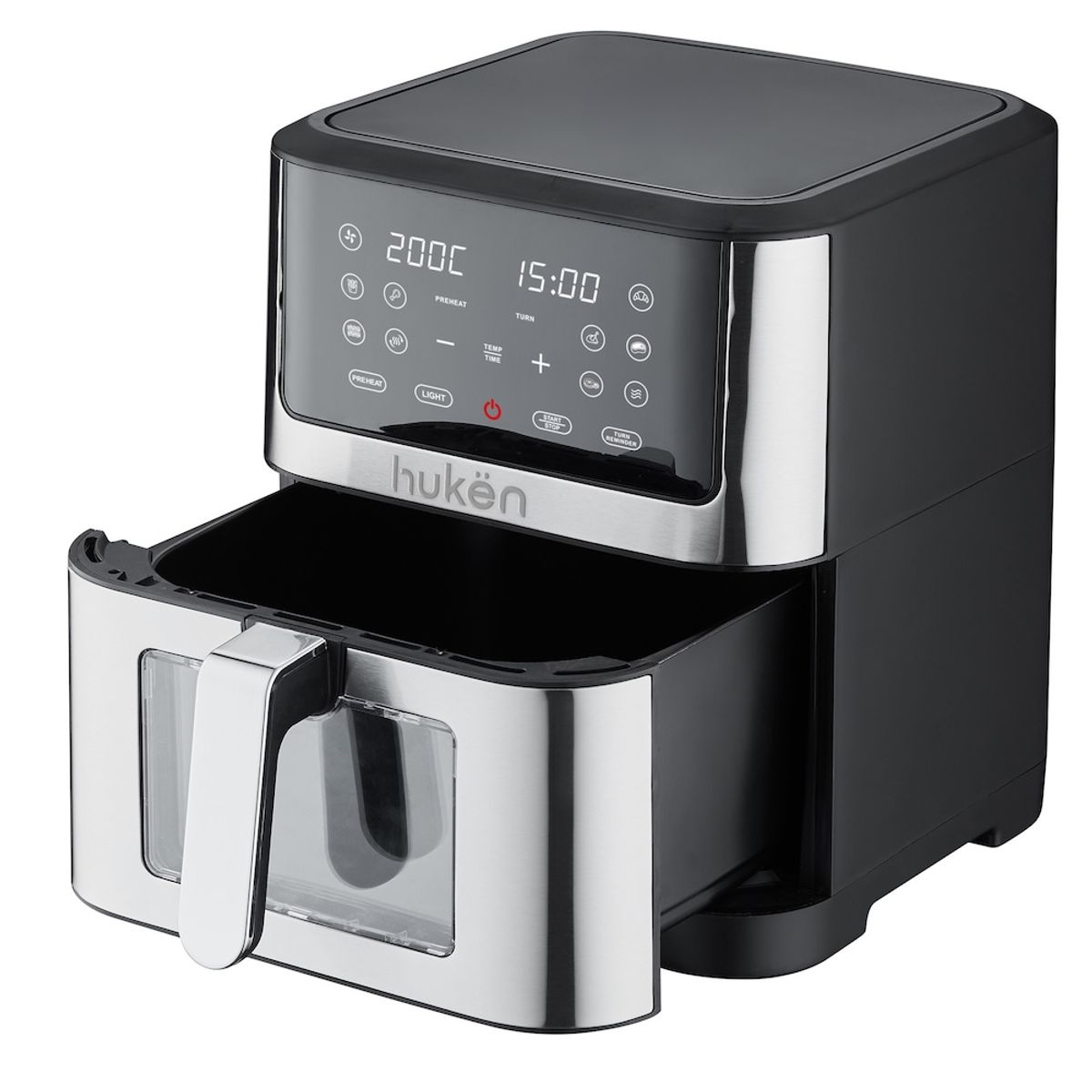 HUKEN - Freidora de Aire Easy View 8 L Ventana y Luz Interna