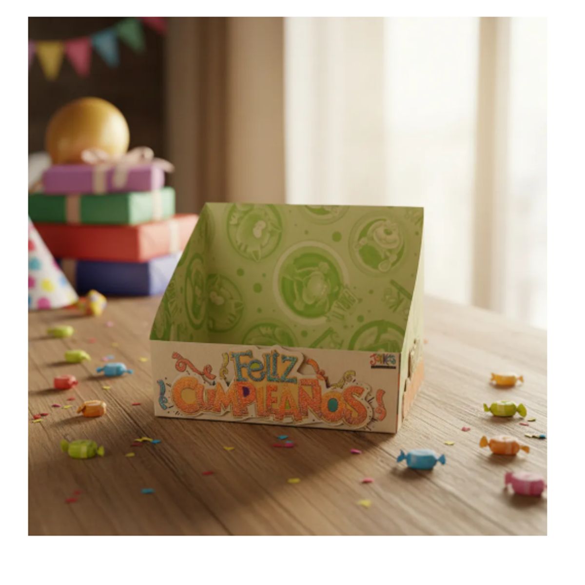 INFANTILES CAJUROMIX - Caja De Regalo Tipo Ancheta Mediana Pack X6 Feliz Cumpleaños