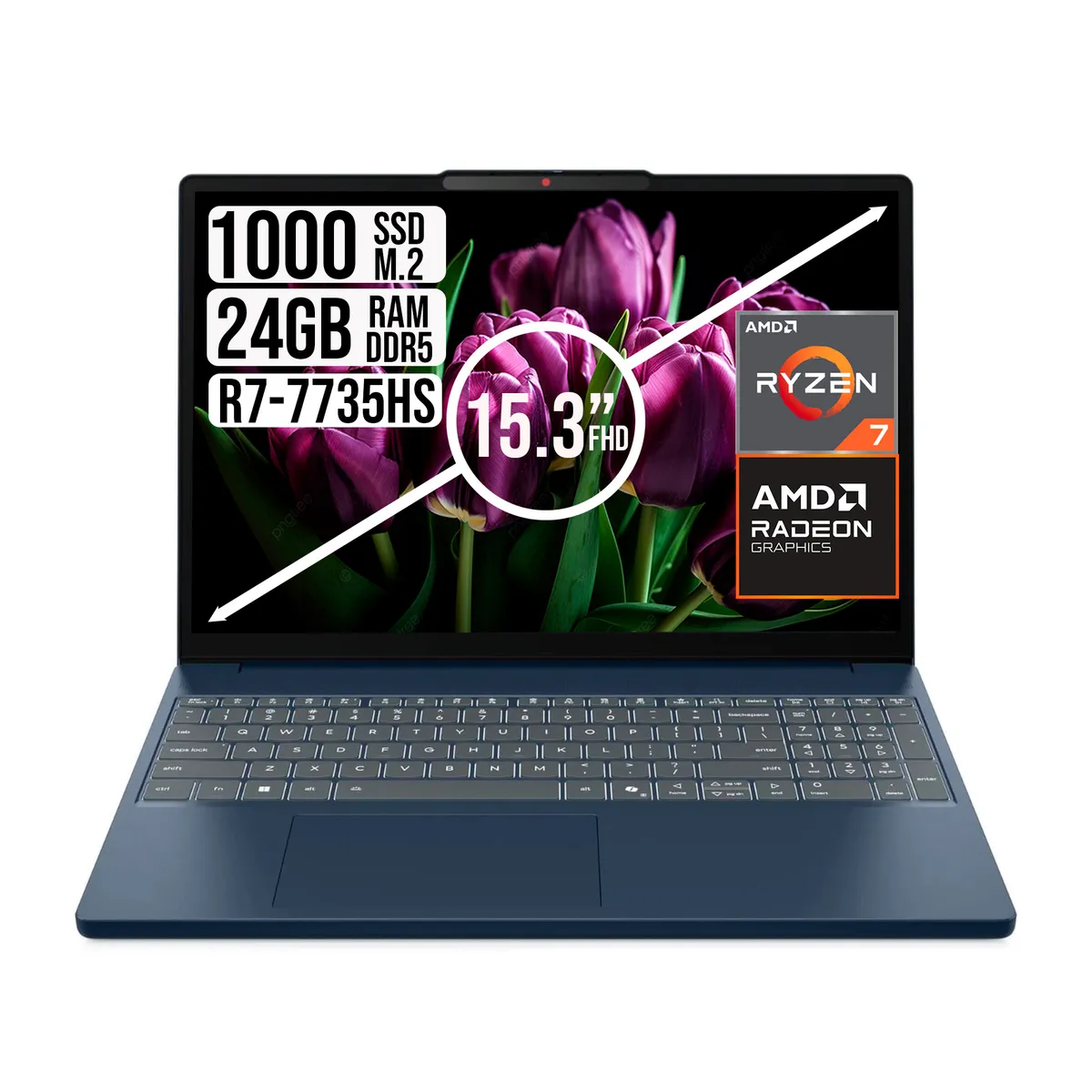 LENOVO - PORTATIL Lenovo IdeaPad Slim 3 AMD Ryzen 7 7735HS 24GB RAM 1TB SSD 15.3” WUXGA AZUL