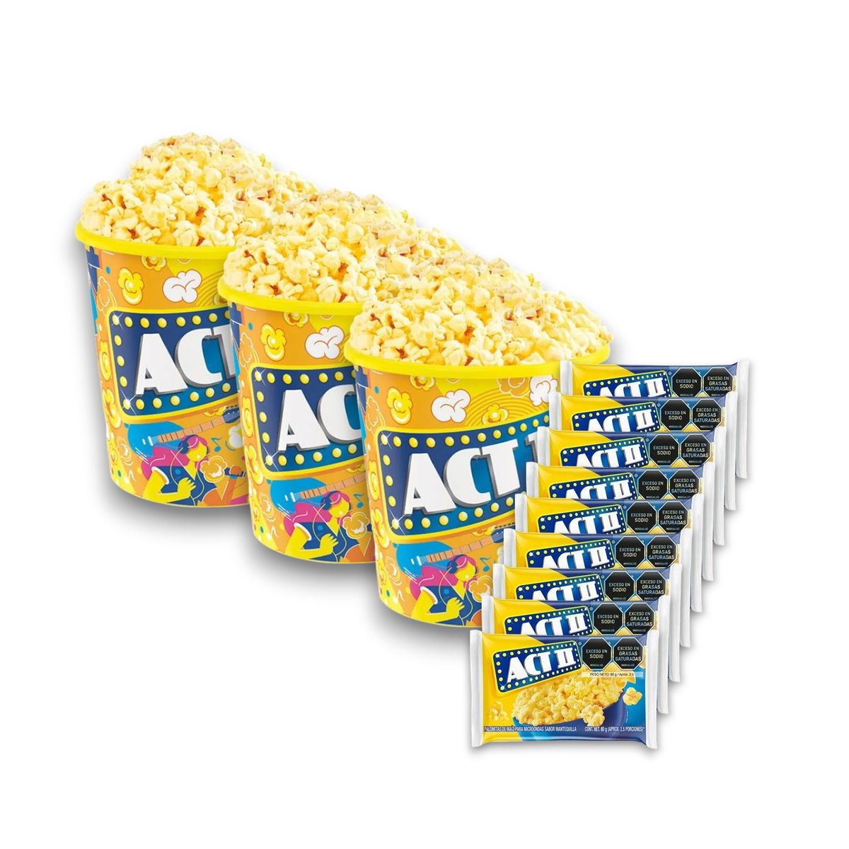 ACT II - Combo Palomitas Act Ii X 9 Uds + Gratis 3 Tazones