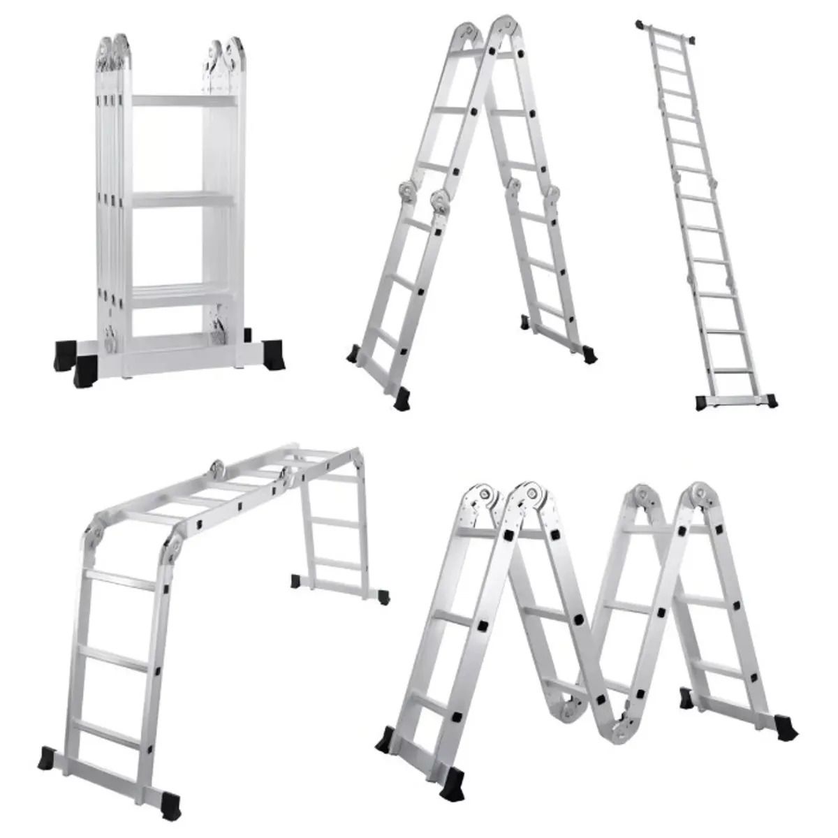 GENERICO - Escalera Plegable de Aluminio de 12 Pasos – Resistente y Liviana