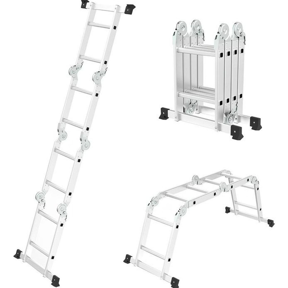 GENERICO - Escalera Plegable de Aluminio de 12 Pasos – Resistente y Liviana