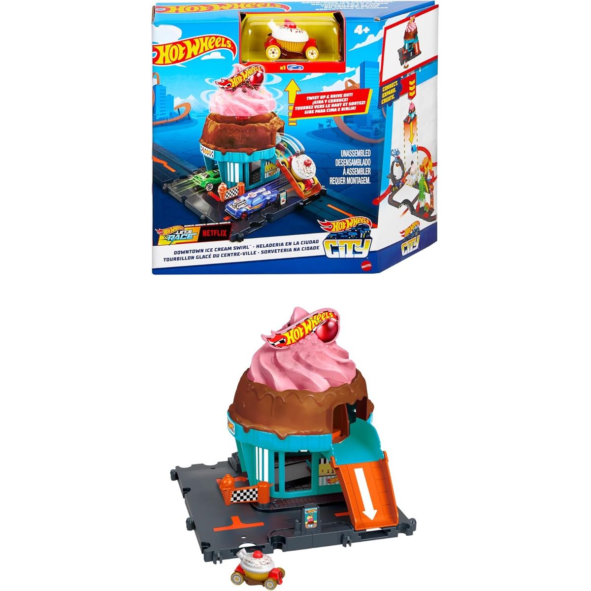 HOT WHEELS - Pista De Juguete Hot Wheels City Heladería Color Multicolor