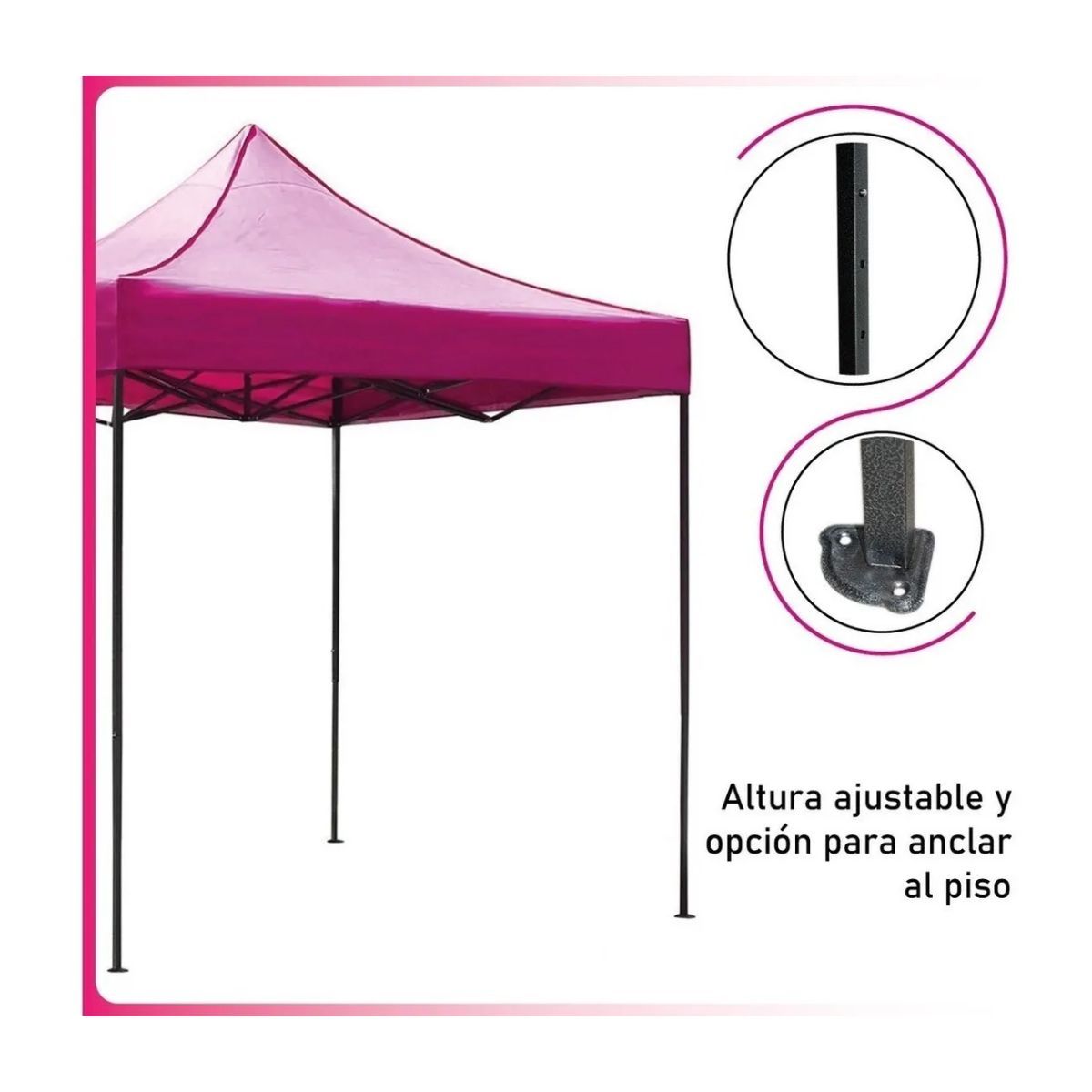 GENERICO - Carpa Plegable Reforzado 3x3 Impermeable Para Eventos Y Exteriores Color Rosa