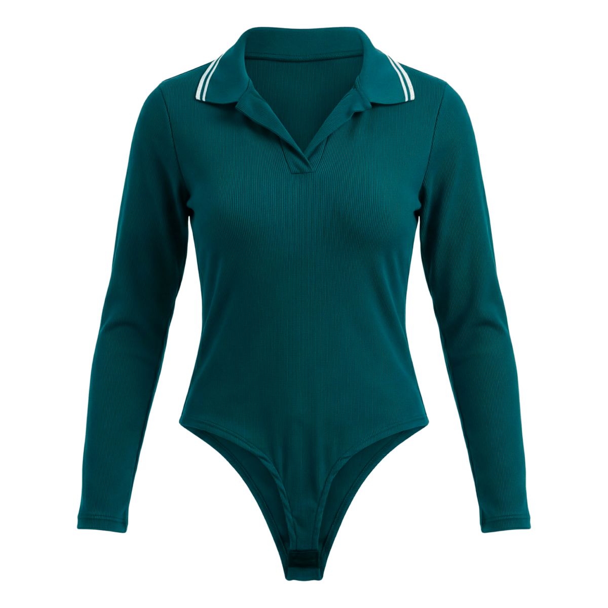 SYK - Body Manga Larga Mujer Cuello Tipo Polo