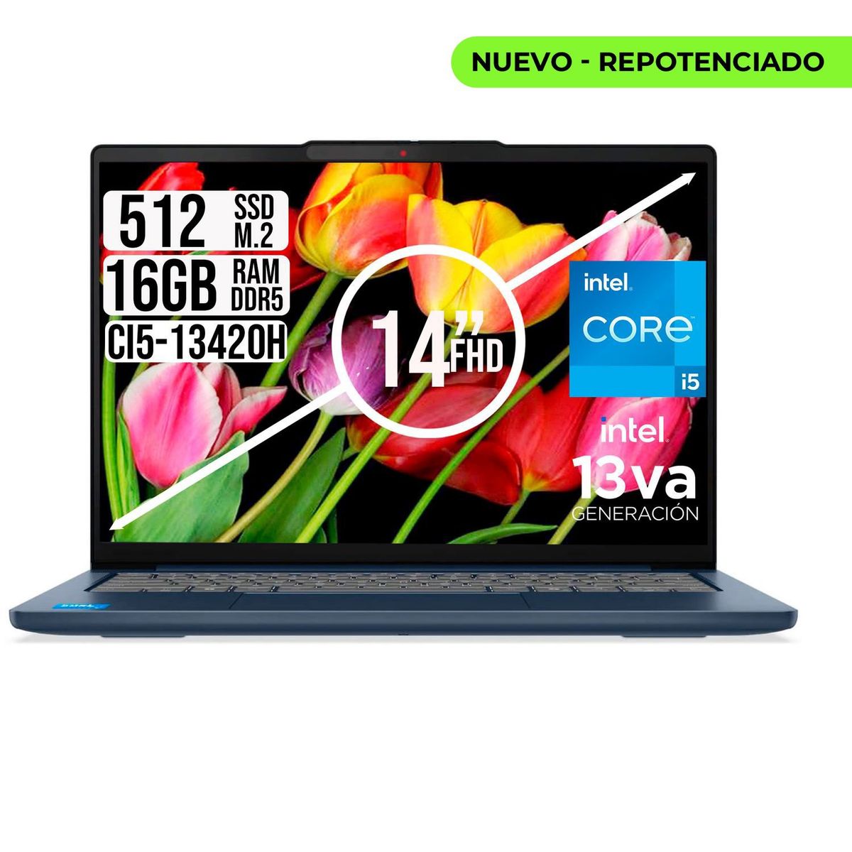 LENOVO - Portátil Lenovo IdeaPad Slim 5 14" WUXGA Intel Core i5-13420H 16GB 512GB SSD Azul