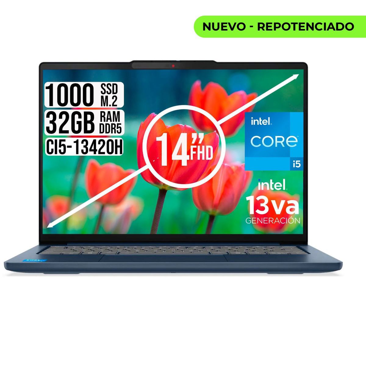 LENOVO - Portátil Lenovo IdeaPad Slim 5 14" WUXGA Intel Core i5-13420H 32GB 1TB SSD Azul