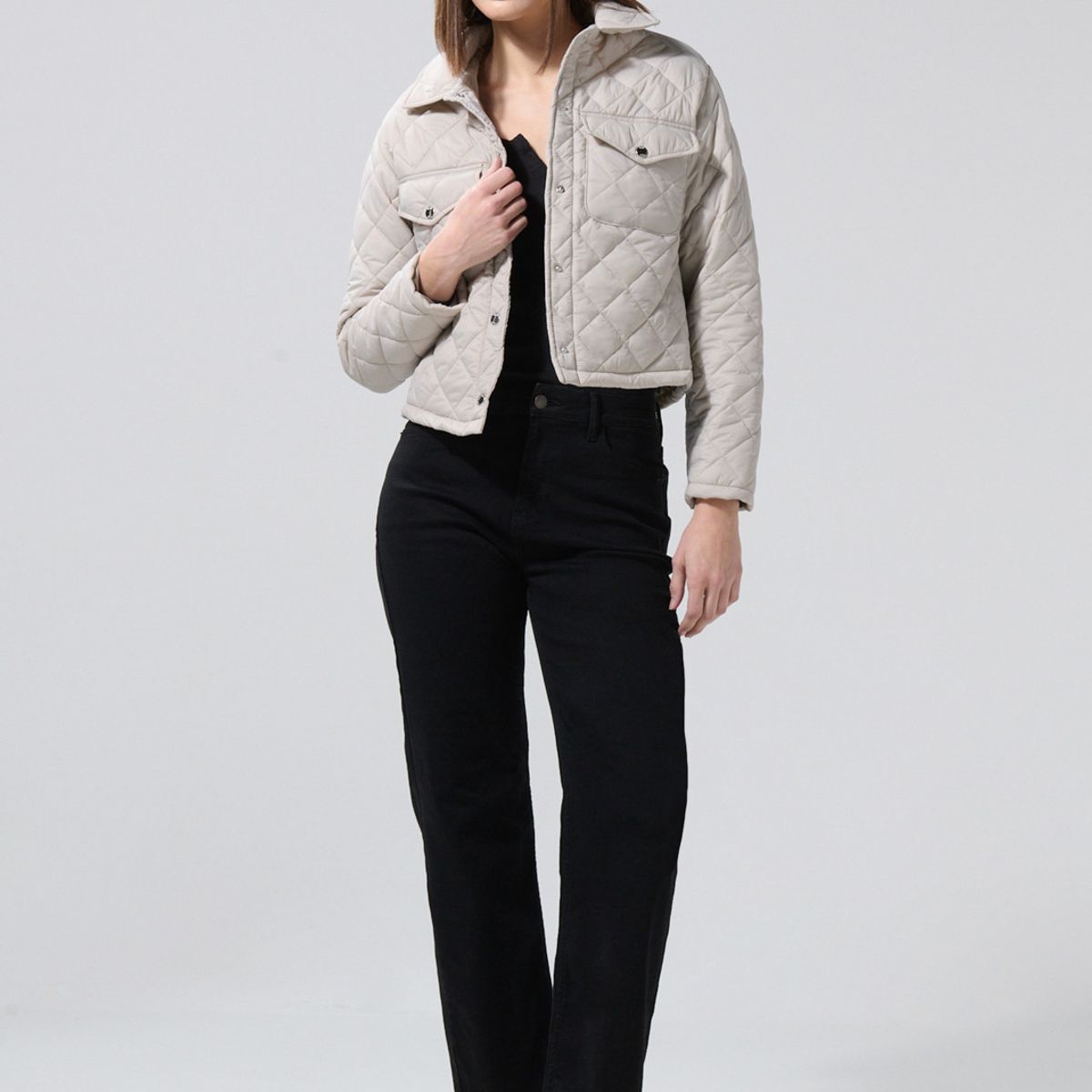 KOAJ - KOAJ Chaqueta acolchada unicolor con rombos y cuello trucke Mujer