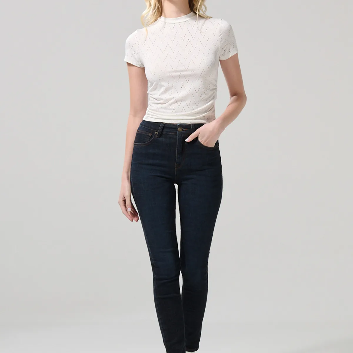 KOAJ - KOAJ Jean push up tiro alto azul intenso ceñido con bolsill Mujer