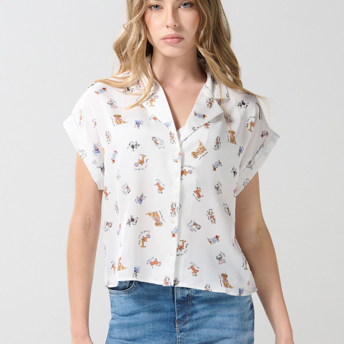 KOAJ - KOAJ BLUSA CUELLO RESORT CON HOMBRO RODADO. Mujer