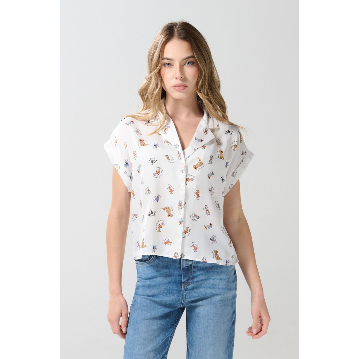 KOAJ - KOAJ BLUSA CUELLO RESORT CON HOMBRO RODADO. Mujer