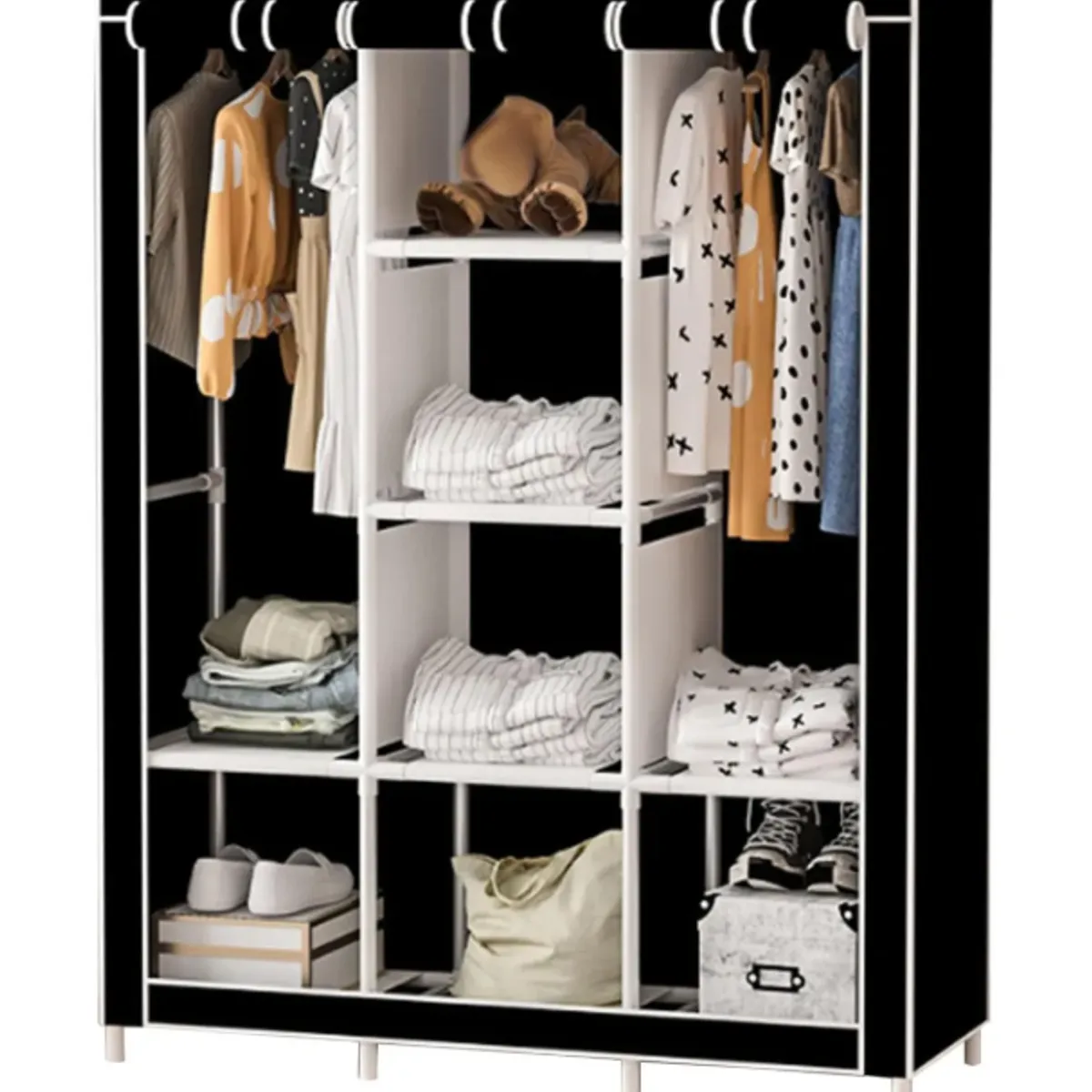 GENERICO - Closet Ropero Armario 3 Puertas Estante Organizador De Ropa Gris