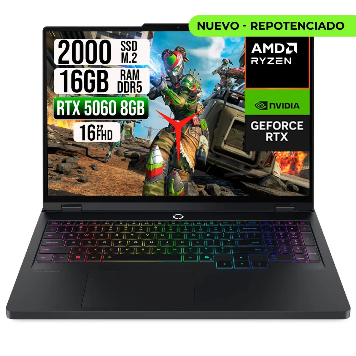 Lenovo - PORTATIL LENOVO LEGION AMD RYZEN 9-8945HX RTX 5060 8GB SSD 2TB RAM 16GB 16" IPS 240HZ