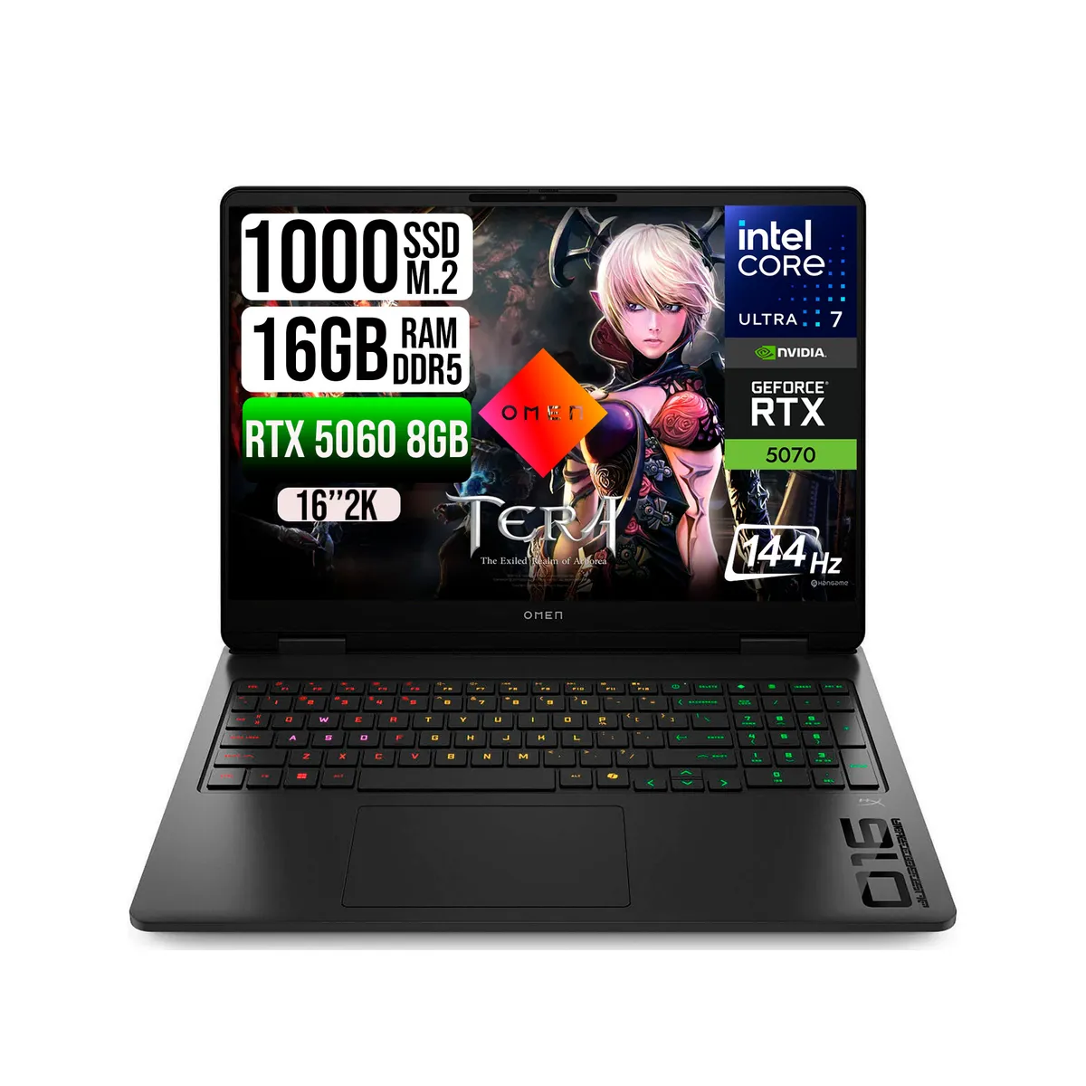 HP - PORTATIL HP OMEN 16 CORE ULTRA 7 255H RTX5060 8GB SSD  1TB RAM 16GB 16" 2K IPS