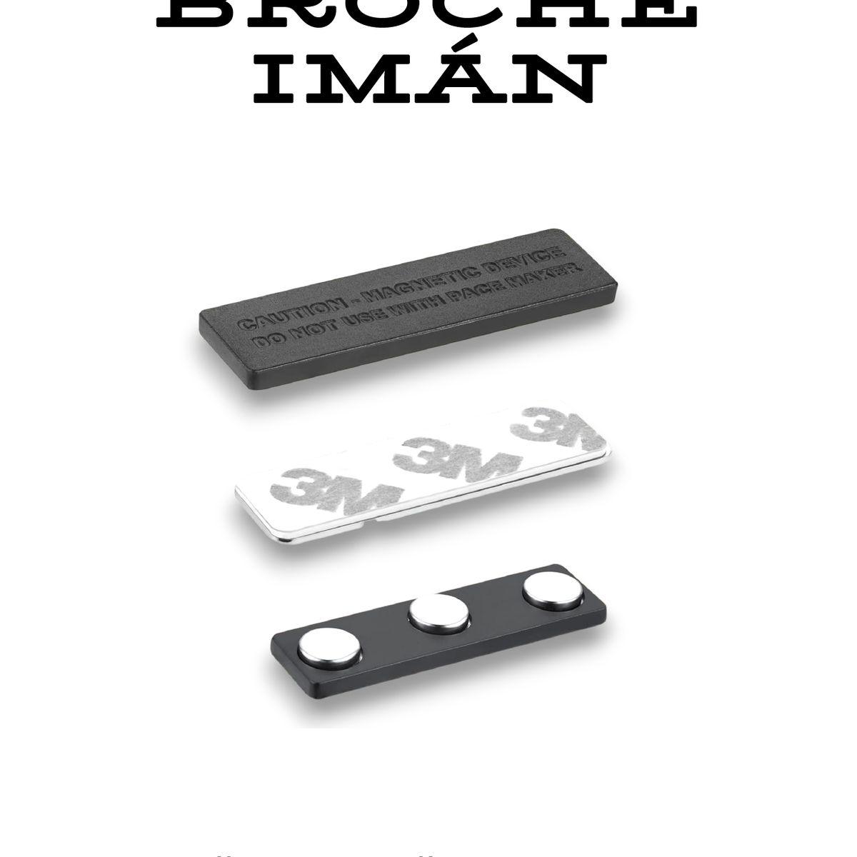 GENERICO - Broche Imán Rectangular 43mm x 15mm - Con Adhesivo 3M - Pack 50 Unidades - Fuerte sujeción.