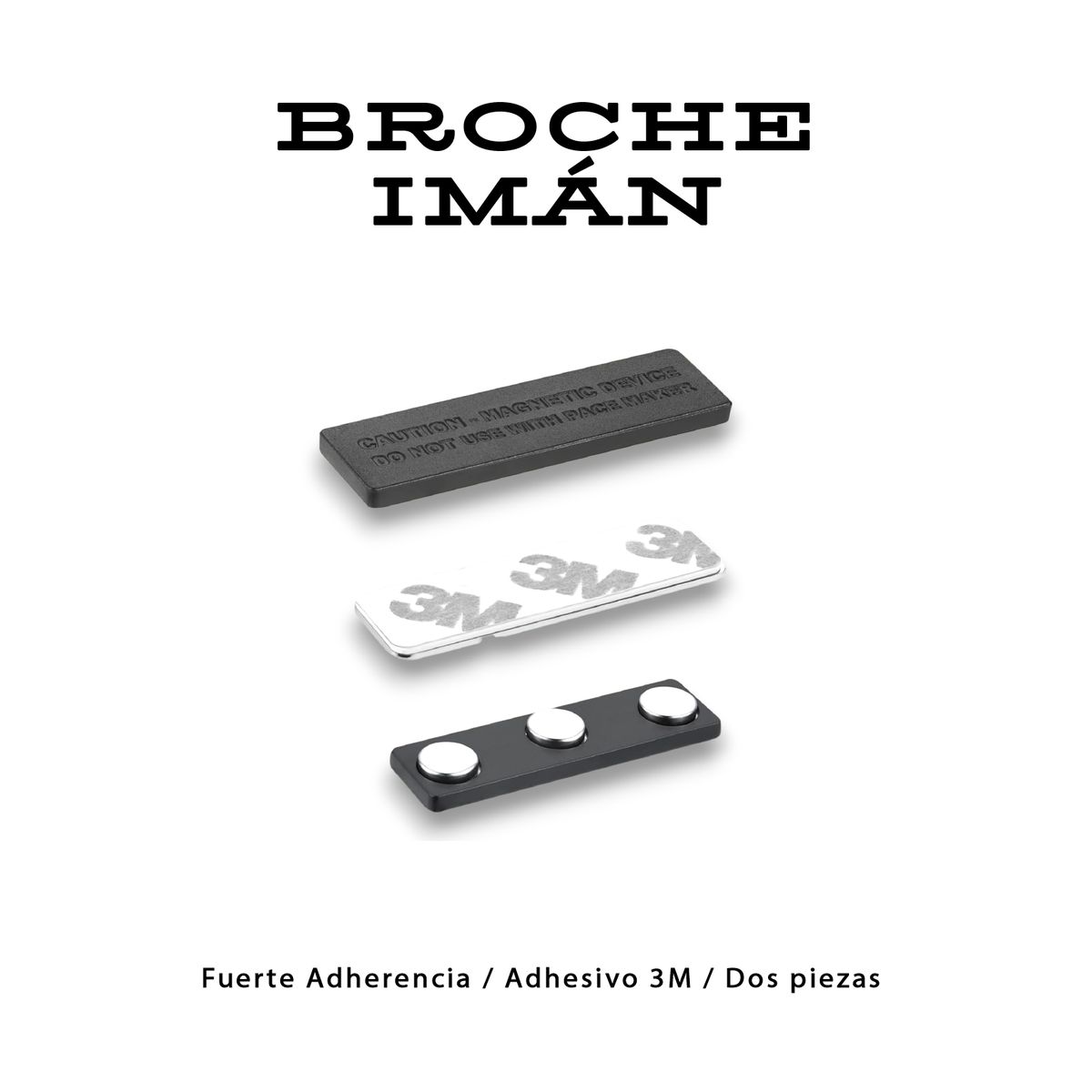 GENERICO - Broche Imán Rectangular 43mm x 15mm - Con Adhesivo 3M - Pack 50 Unidades - Fuerte sujeción.