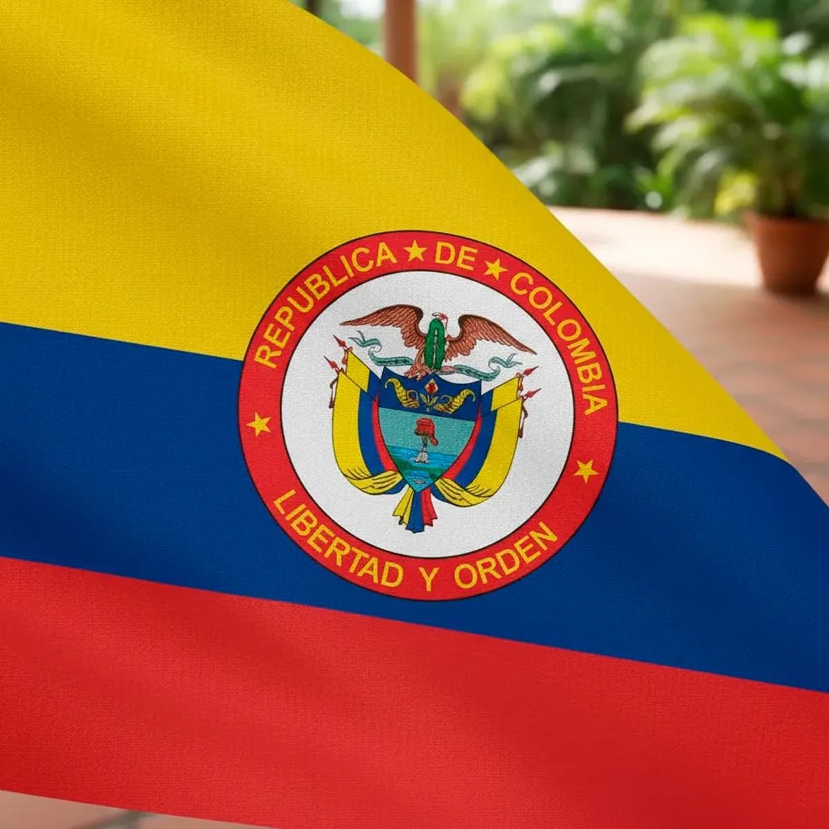 VITTORIA - Bandera Colombia Con Escudo 1mtr X15mt Exterior Grande