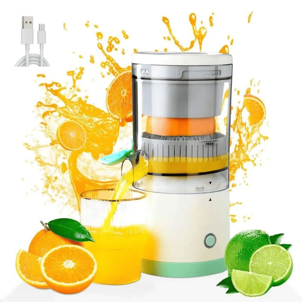 AMERICAN GENERICS - Exprimidor De Naranjas Electrico Inalambrico Recargable BLANCO