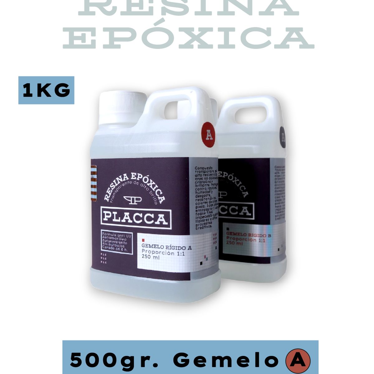 GENERICO - Resina Epóxica 11 Gemelo A + B 1KG. - Acabado Brillante Alta Transparencia