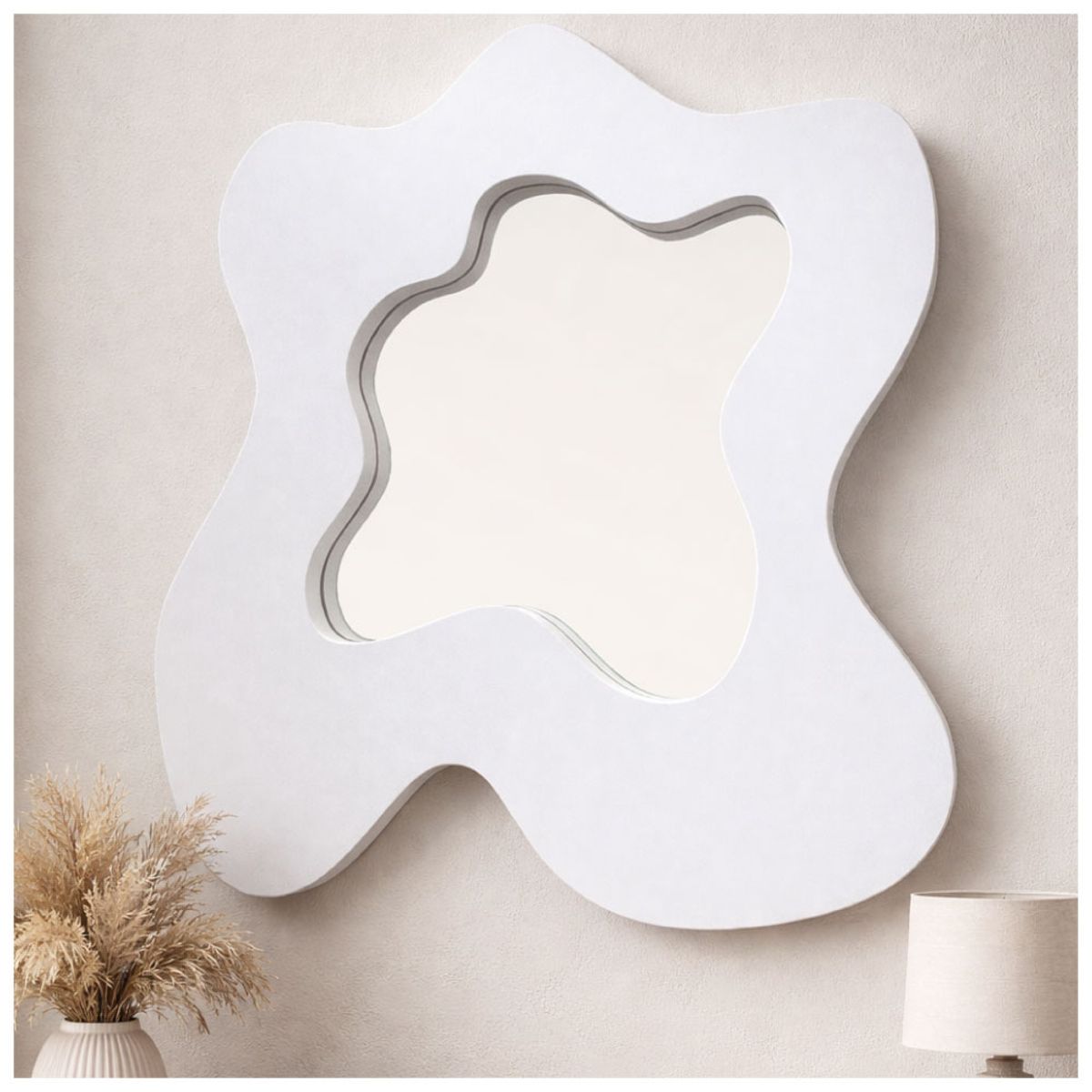 TIZZY DISEÑO - Espejo Decorativo de Pared Forma Orgánica Blanco