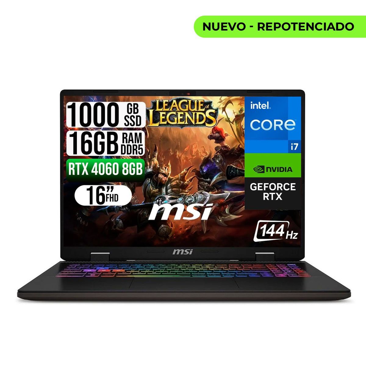 MSI - PORTATIL  SWORD 16HX INTEL CORE I7-13700HX RTX4060 8GB SSD 1TB RAM 16GB 16" FHD 165HZ