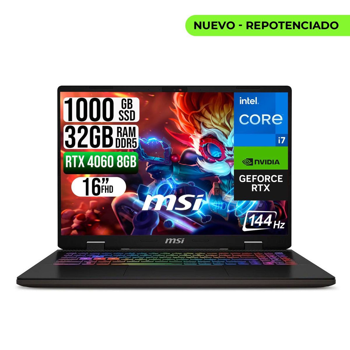 MSI - PORTATIL  SWORD 16HX INTEL CORE I7-13700HX RTX4060 8GB SSD 1TB RAM 32GB 16" FHD 165HZ