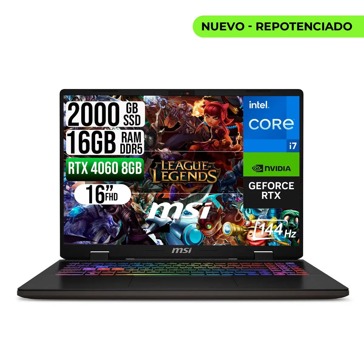MSI - PORTATIL  SWORD 16HX INTEL CORE I7-13700HX RTX4060 8GB SSD 2TB RAM 16GB 16" FHD 165HZ