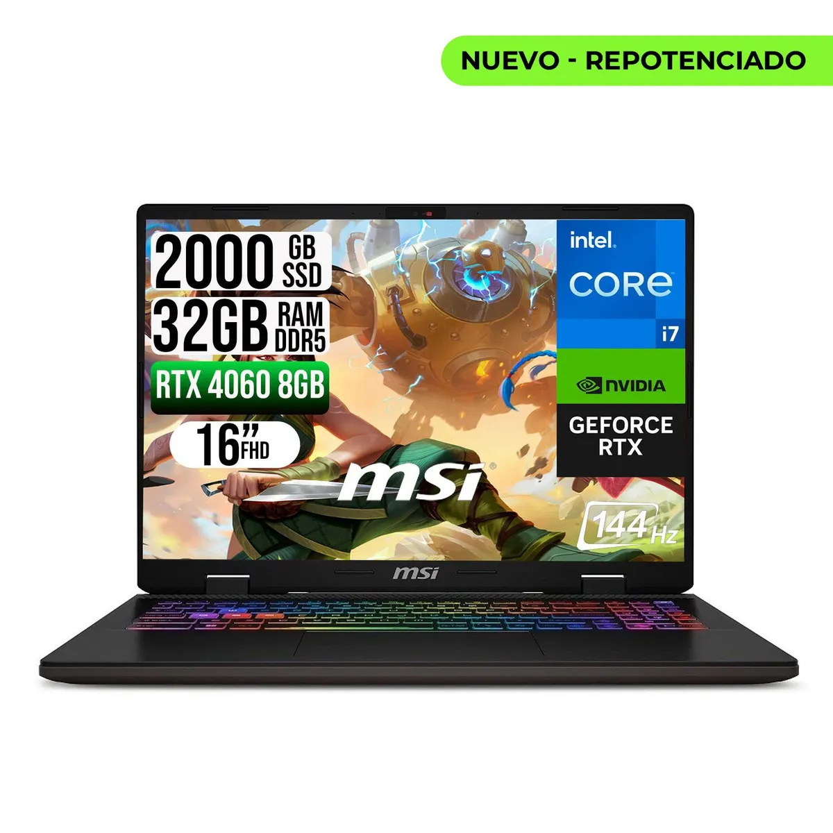 MSI - PORTATIL  SWORD 16HX INTEL CORE I7-13700HX RTX4060 8GB SSD 2TB RAM 32GB 16" FHD 165HZ