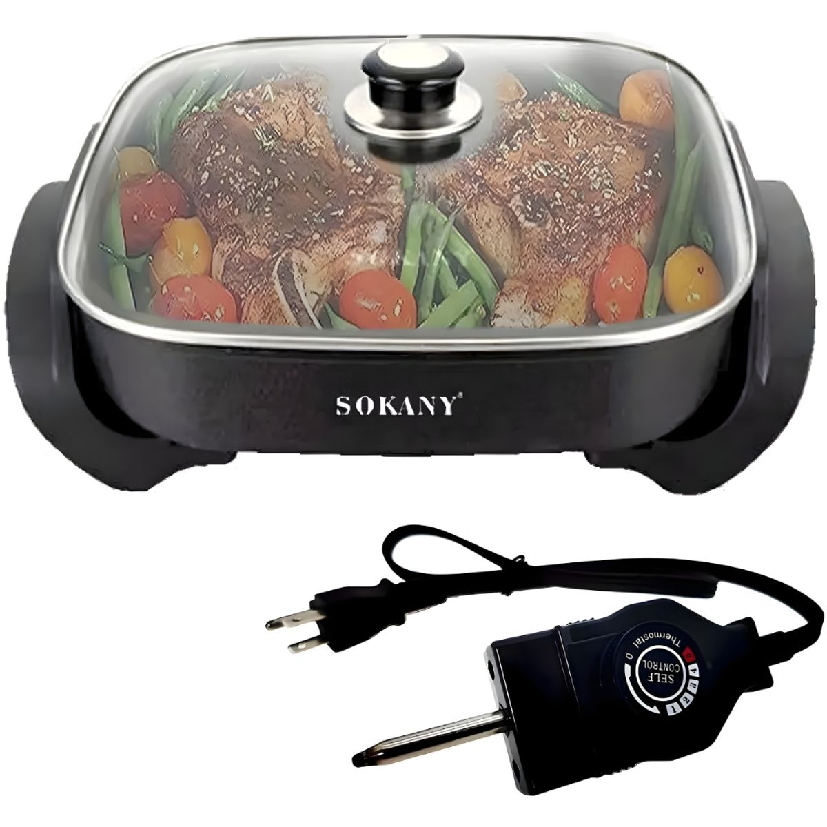 SOKANY - Olla Eléctrica Sokany Multifuncional Antiadherente 1500w Negro 110v