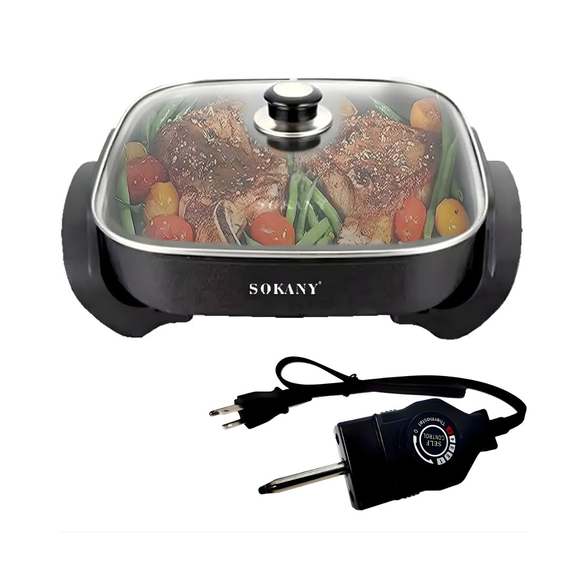 SOKANY - Olla Eléctrica Sokany Multifuncional Antiadherente 1500w Negro 110v