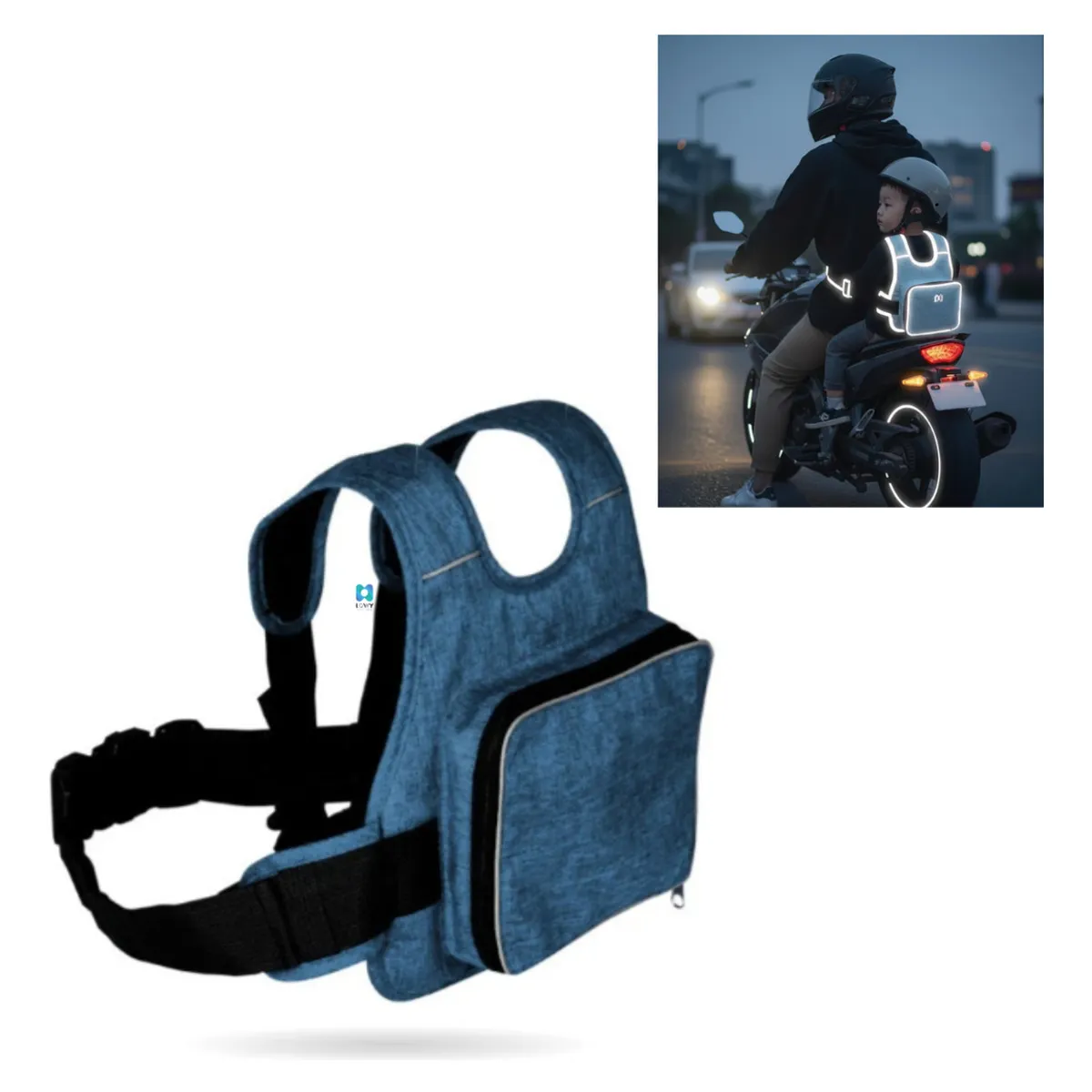 GENERICO - Cinturon De Seguridad Morral Reflectivo Para Niños Moto Bici