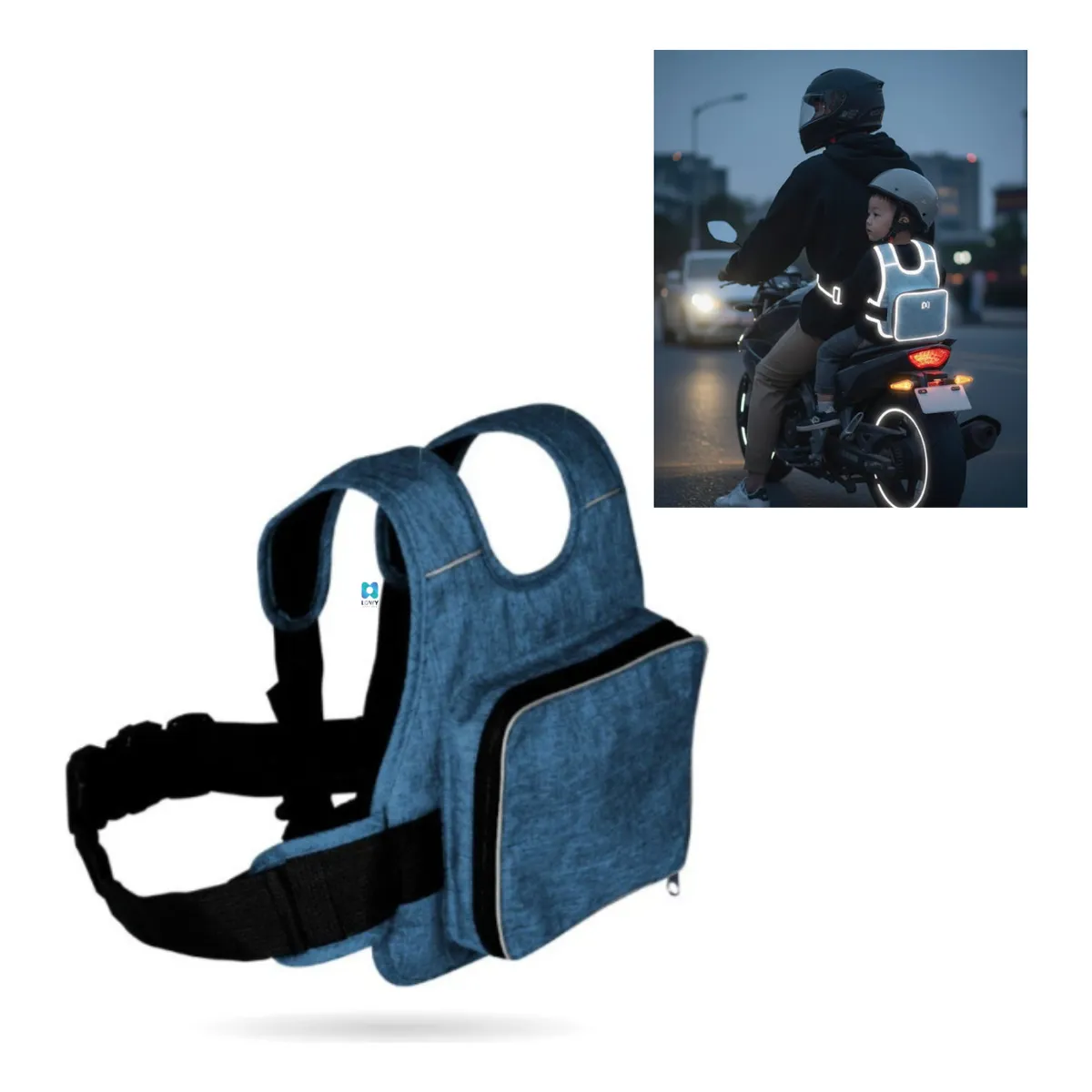 GENERICO - Cinturon De Seguridad Morral Reflectivo Para Niños Moto Bici