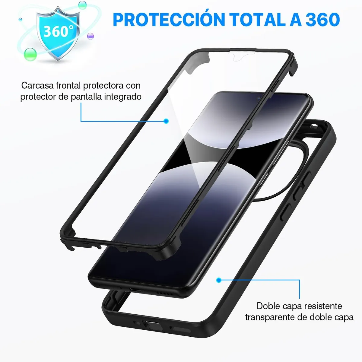 GENERICO - Estuche Protector Funda 360 Para Redmi note 15 Pro 5G Negro