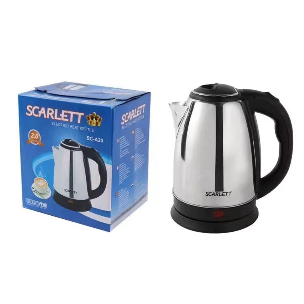 SCARLETT - Tetera eléctrica hervidor de agua 2 litros acero inoxidable 110v