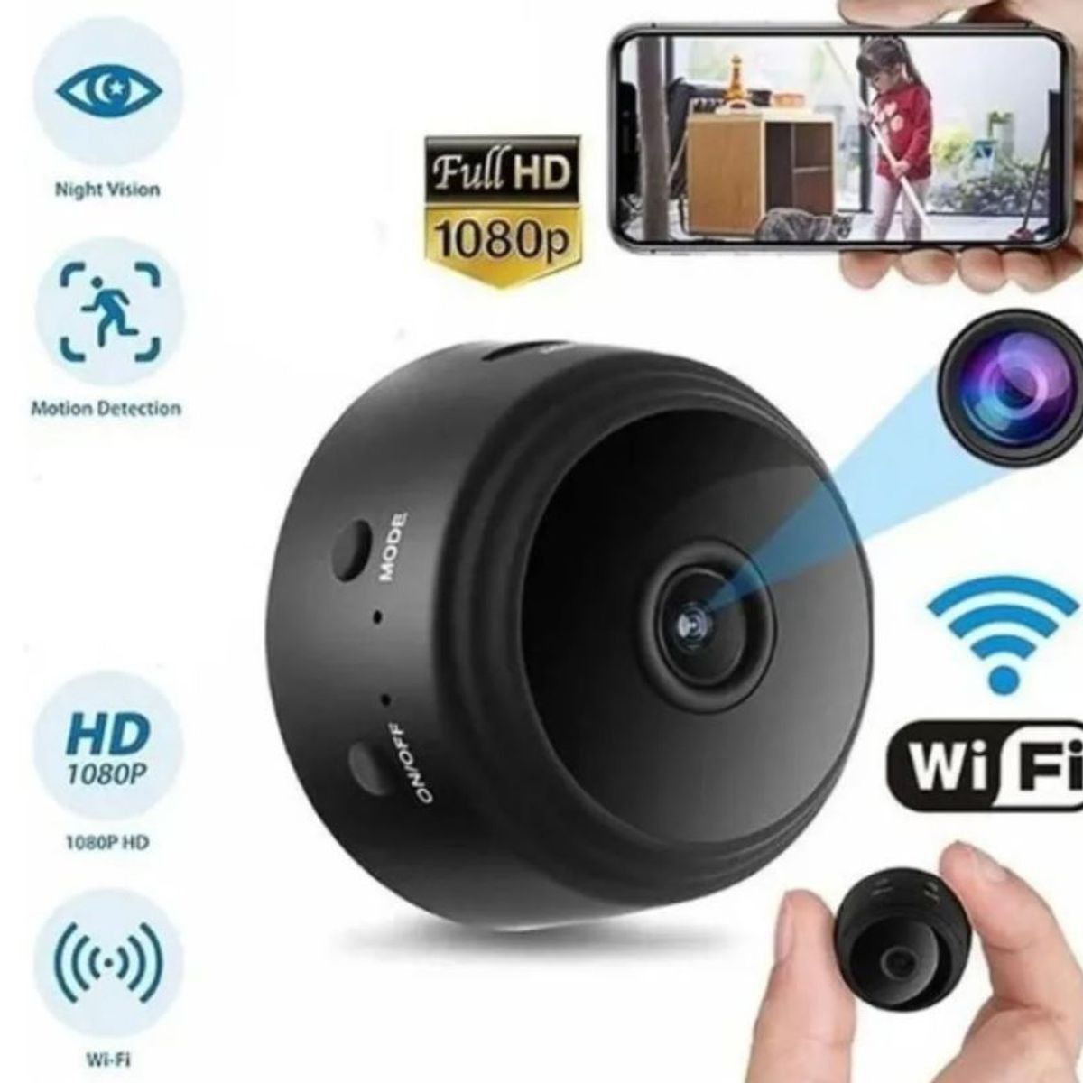 ZHOPI CO - Mini Camara Seguridad Espia A9 HD Wifi V380 Pro
