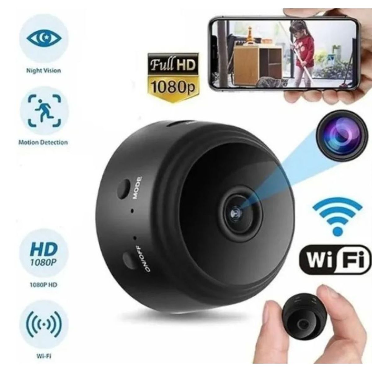ZHOPI CO - Mini Camara Seguridad Espia A9 HD Wifi V380 Pro