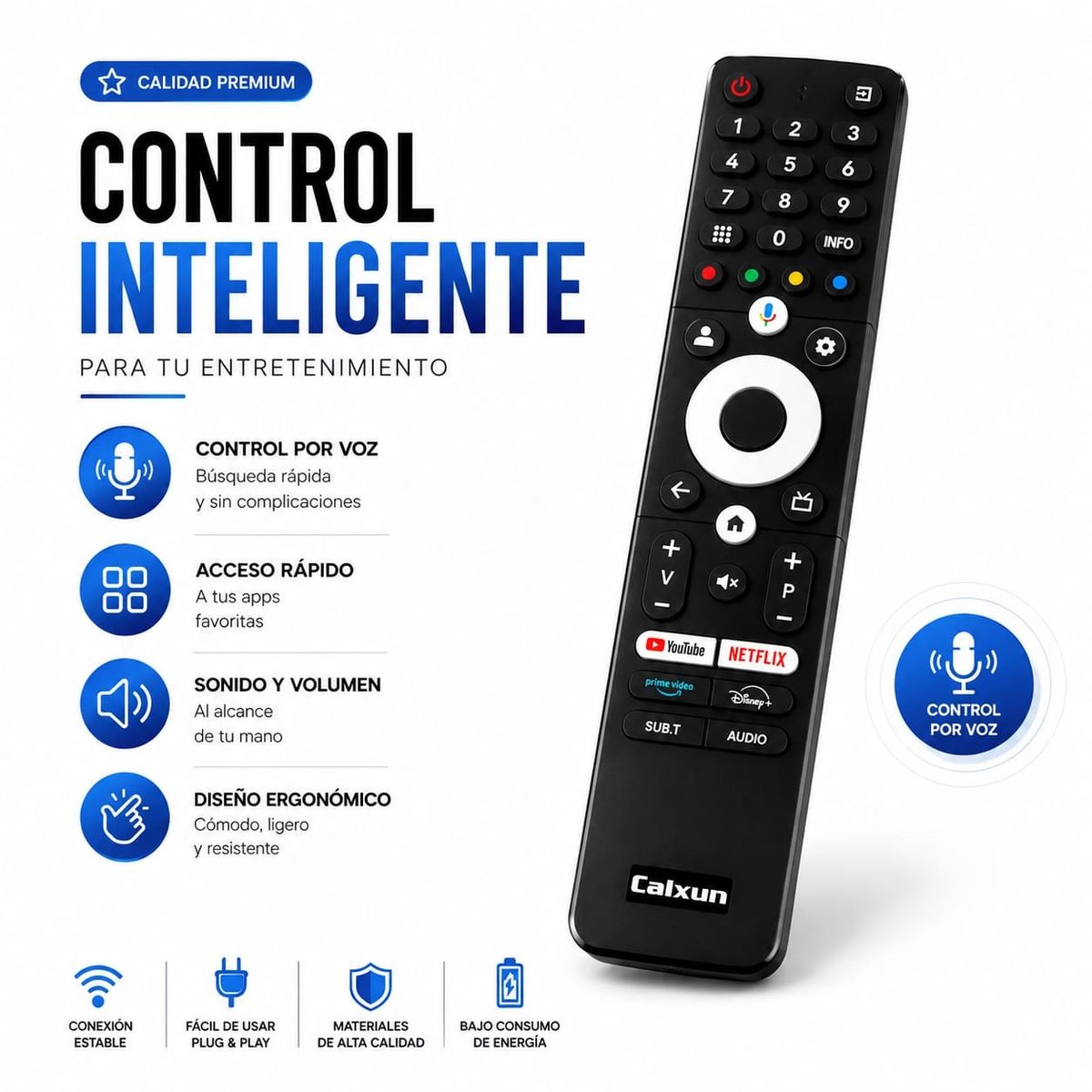 GENERICO - Control Remoto Smart TV Caixun con Comando de Voz  Netflix y YouTube